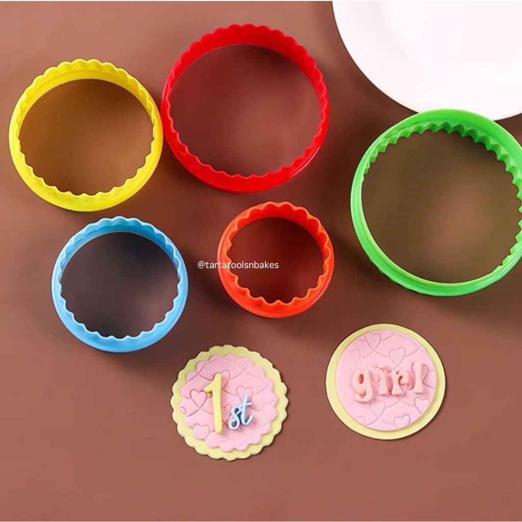 Cutter Ring Bulat Cookies Fondant | Cetakan Kue Motif | Cetakan Adonan Plastik Set