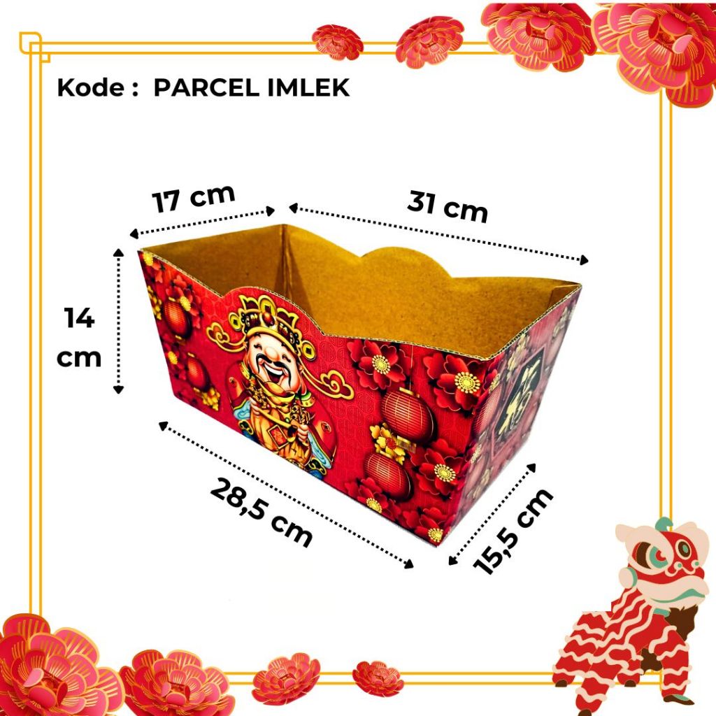 

Box Parcel Imlek / Box Alas Bingkisan Sincia Buah Makanan Kue Kering / Kotak Hampers CNY