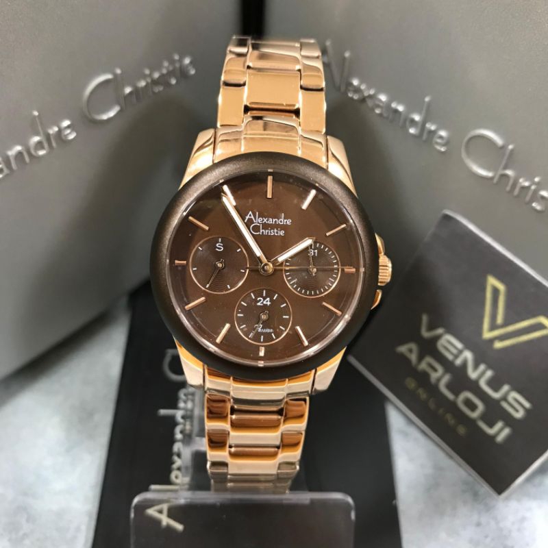 Jam Alexandre Christie AC 2A95 BF BRG Wanita Rantai Rosegold Bulat