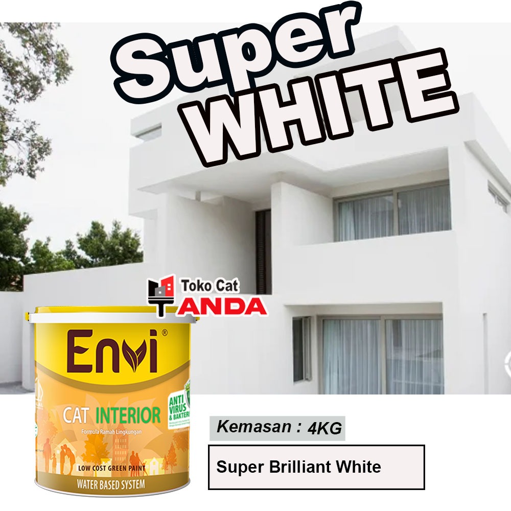 Cat Super WHITE Envi Galon - Cat Putih Tembok - Cat Tembok Putih cerah