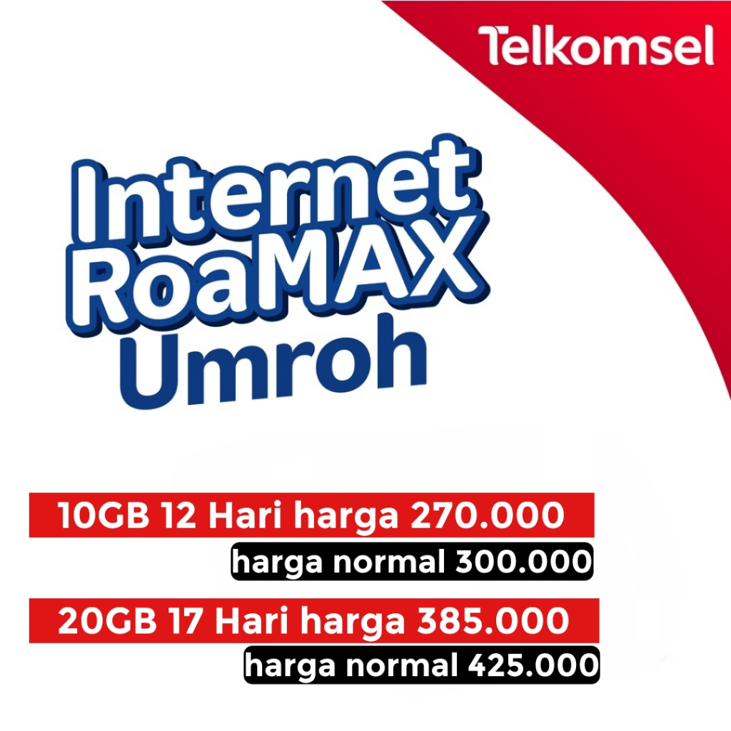 PROMO Paket Data Internet Umroh Haji Roamax Telkomsel Full Kuota Roaming Combo