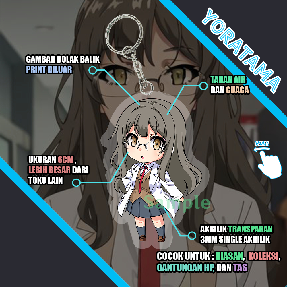 Gantungan Kunci Rio Futaba Seishun Buta Yarou, Keychain Anime Lucu