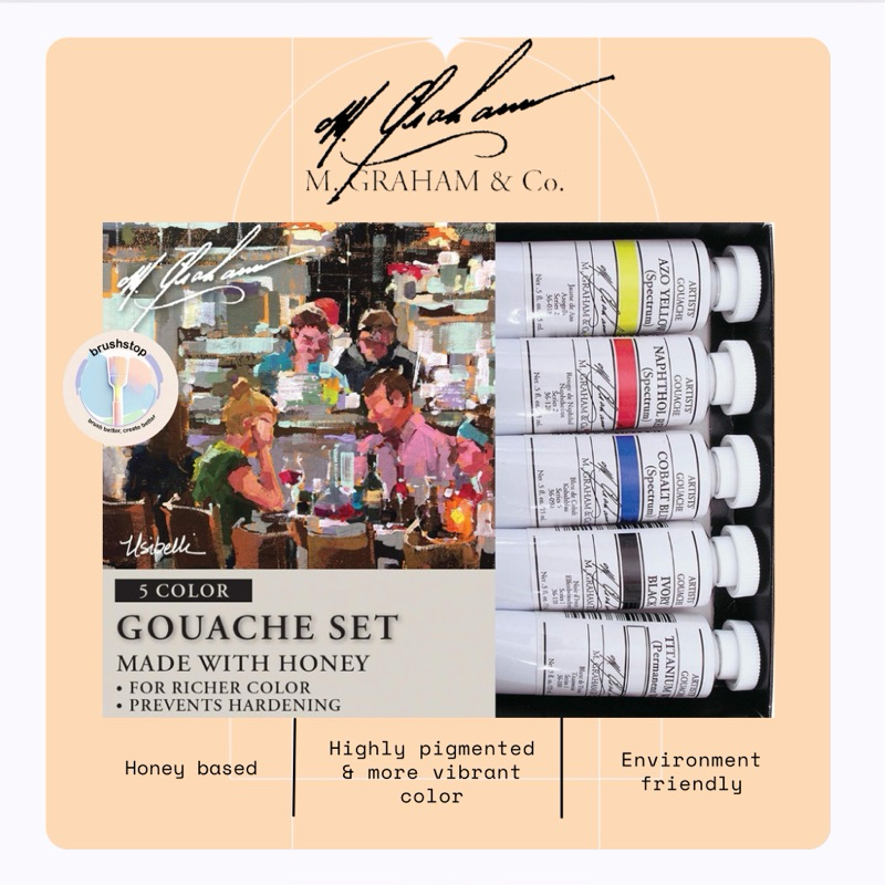 

Gouache M Graham Set 5 warna tube 15 ml