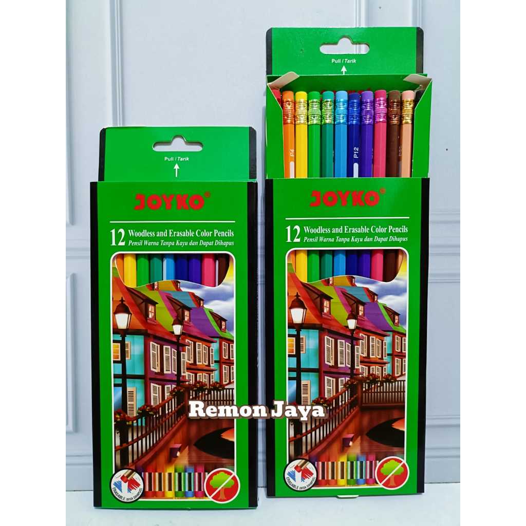 

Pensil Warna Joyko CP 109 12 Warna Panjang Bisa Hapus / Color Pencil Erasable CP-109 12 colors