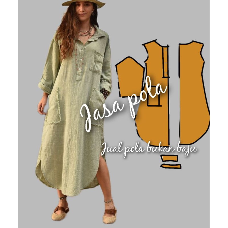 pola instan tunik panjang
