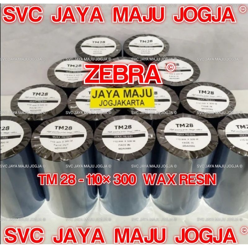 [ ZEBRA  ZT SERIES ]  TM28  110 MM  X  300 M   SONY  WAX RESIN - FACE OUT  ||  CORE 1" - SINGLE CORE