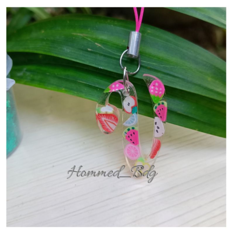 gantungan hp alfabet buah tali handphone lucu termurah aksesoris hp