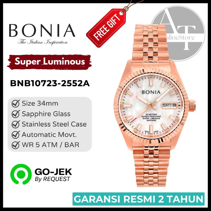 Jam Tangan Wanita Automatic Bonia B10723-2552A BNB10723 Sapphire ORIGINAL Resmi