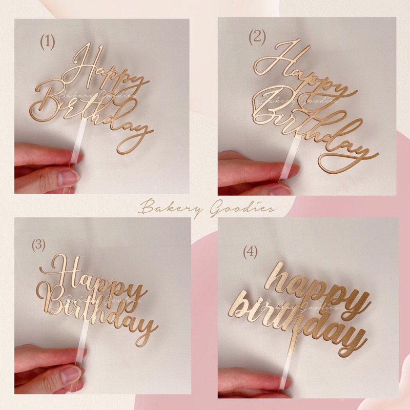 

Cake topper happy birthday tusukan kue selamat ulang tahun emas gold akrilik acrylik size S