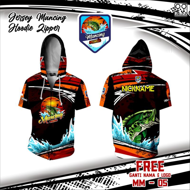 hoodie mancing mania jersey mancing mania kaos dewasa baju hoodie zipper lengan panjang dan pendek