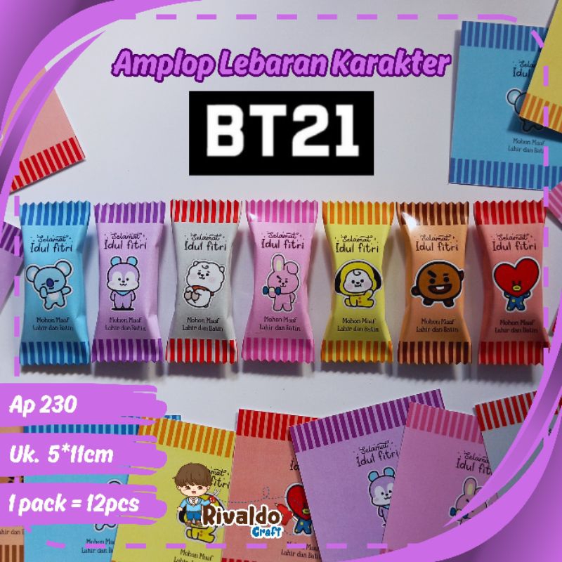 

amplop lebaran idul fitri bentuk permen BT21 BTS