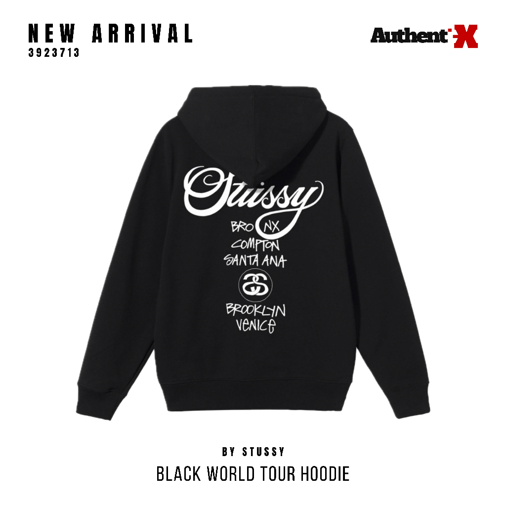 STUSSY WORLD TOUR HOODIE - BLACK