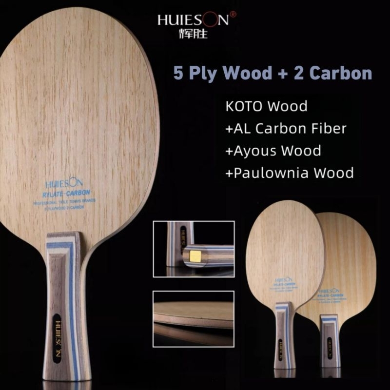 Huieson Bet kayu Tenis meja Pingpong Blade Aryl Carbon ALC 5 ply  wood + 2 ply Carbon High Quality B