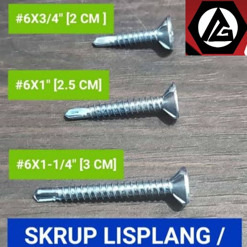 Skrup Sekrup Roofing Flat Head Self Drilling Screw SDS FH 6x25 (2,5 cm)