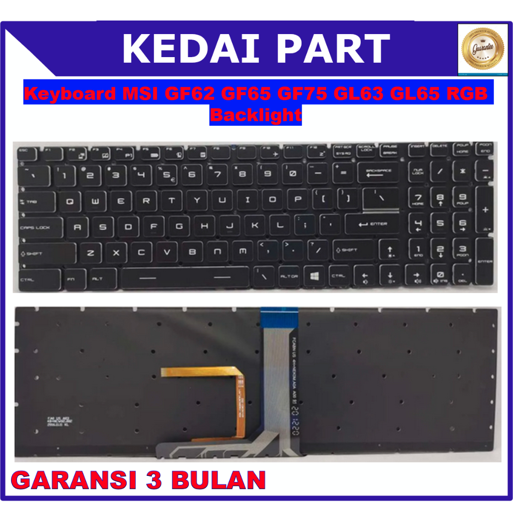 Keyboard MSI GF62 GF65 GF75 GL63 GL65 GL73 GL75 GP63 RGB Backlight