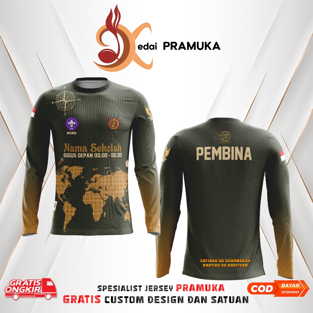 BAJU PRAMUKA FULL PRINTING OUTDOOR GRATIS DESAIN