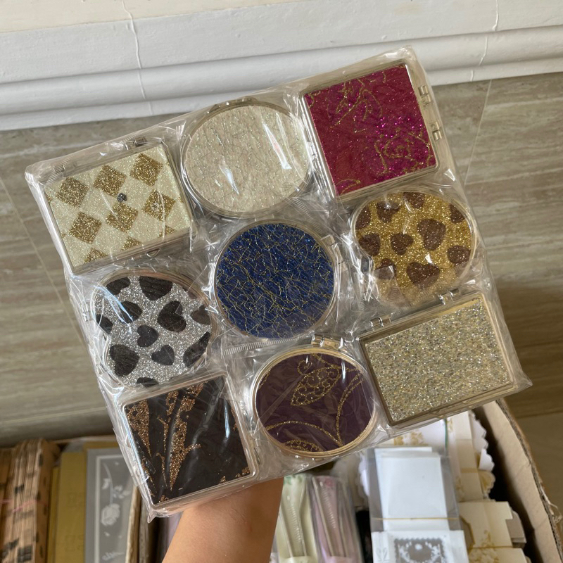 (isi 50 pcs) Souvenir kaca glitter kemas plastik + mika lembaran wedding pernikahan