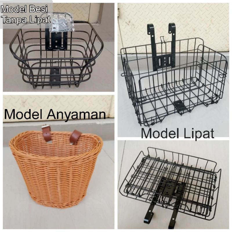 Spare Part Keranjang Besi Sepeda Plus Bracket Bisa untuk Sepeda Listrik / Lipat / Rotan