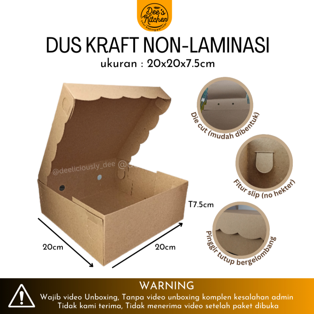 

[10 pcs] Dus Kraft / Dus Nasi coklat 20x20x7.5cm (Non Laminasi) 10pcs
