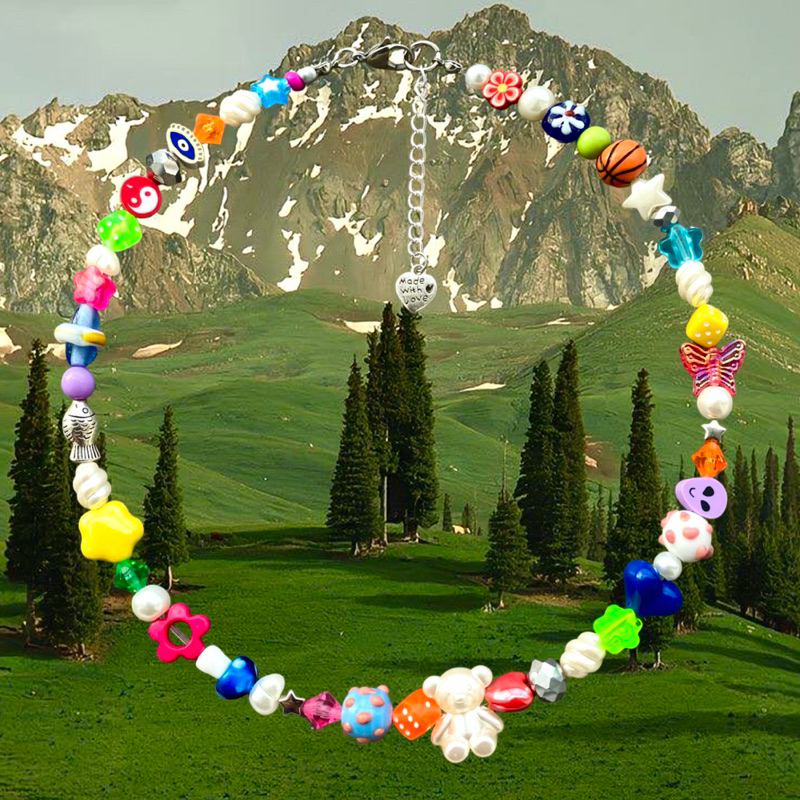 GIVE ME TEDDY Mismatch y2k necklace