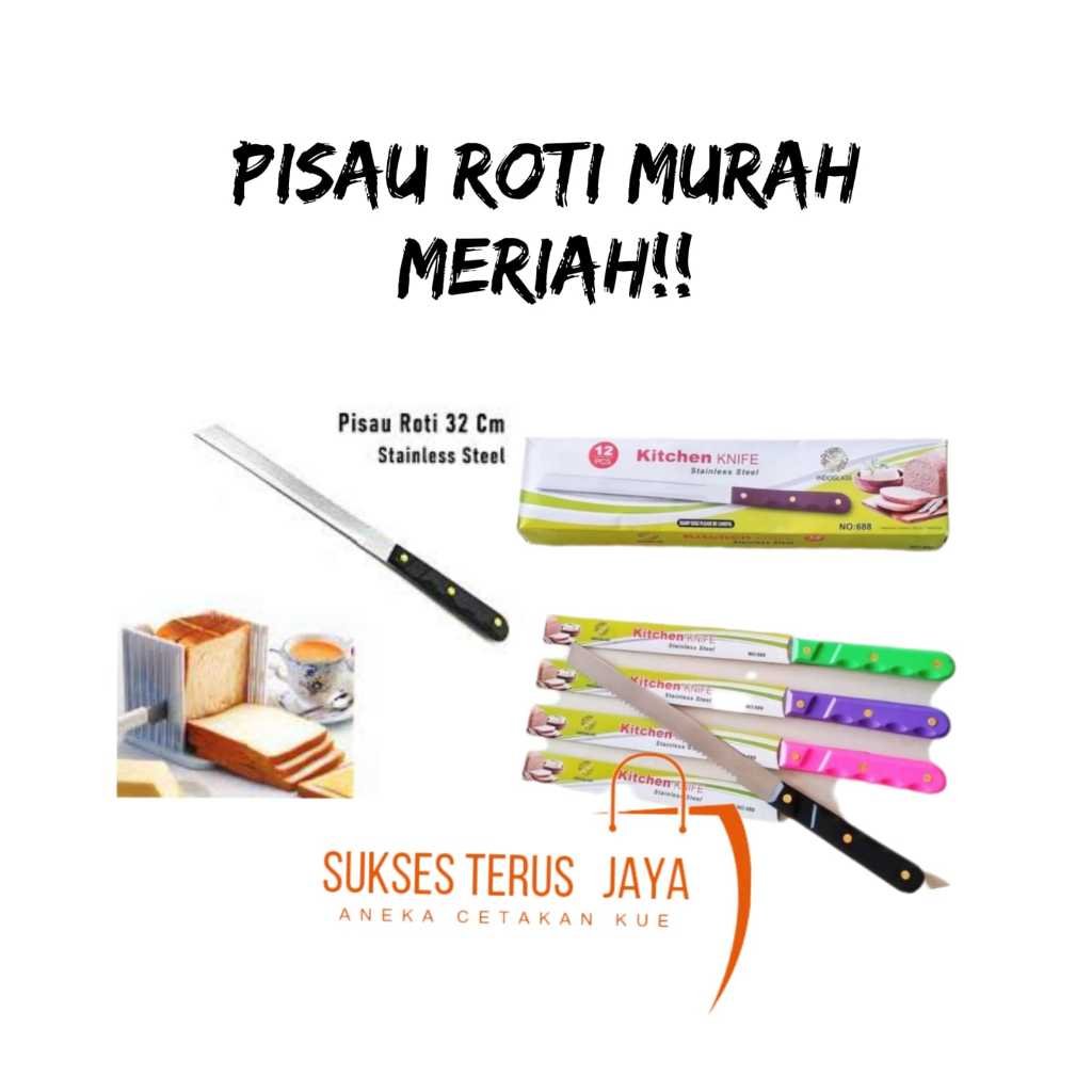 pisau roti atau pemotong roti pemotong kue bahan stainless tebal
