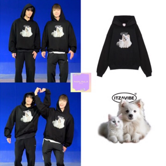 (PO) OFFICIAL SALE ITZAVIBE Cat&Dog Friends Hoodie worn by NCT Jaemin Jeno