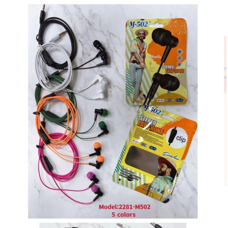 Headset Handsfree Stereo + Mic Earphone M502 bisa telepon dan dengar musik