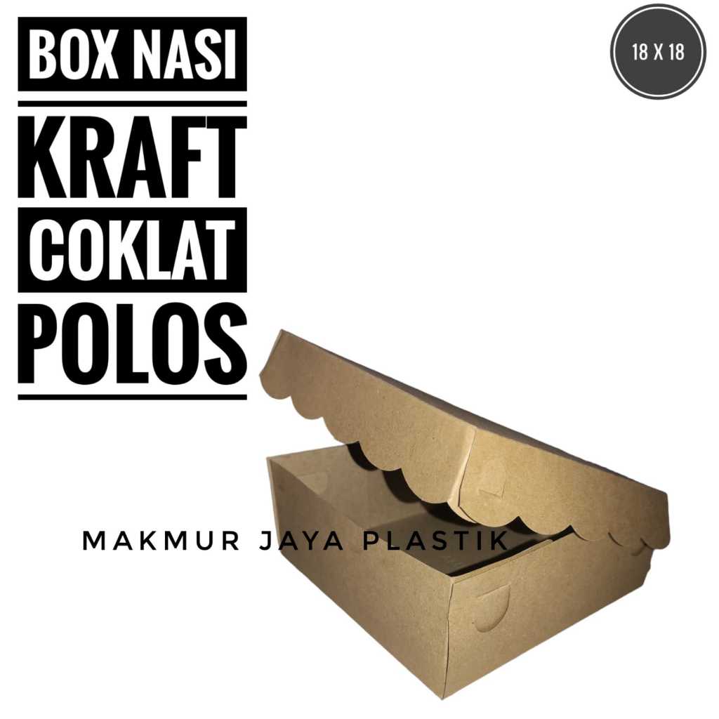 [50 pc] Box nasi kraft coklat polos tutup sambung delima