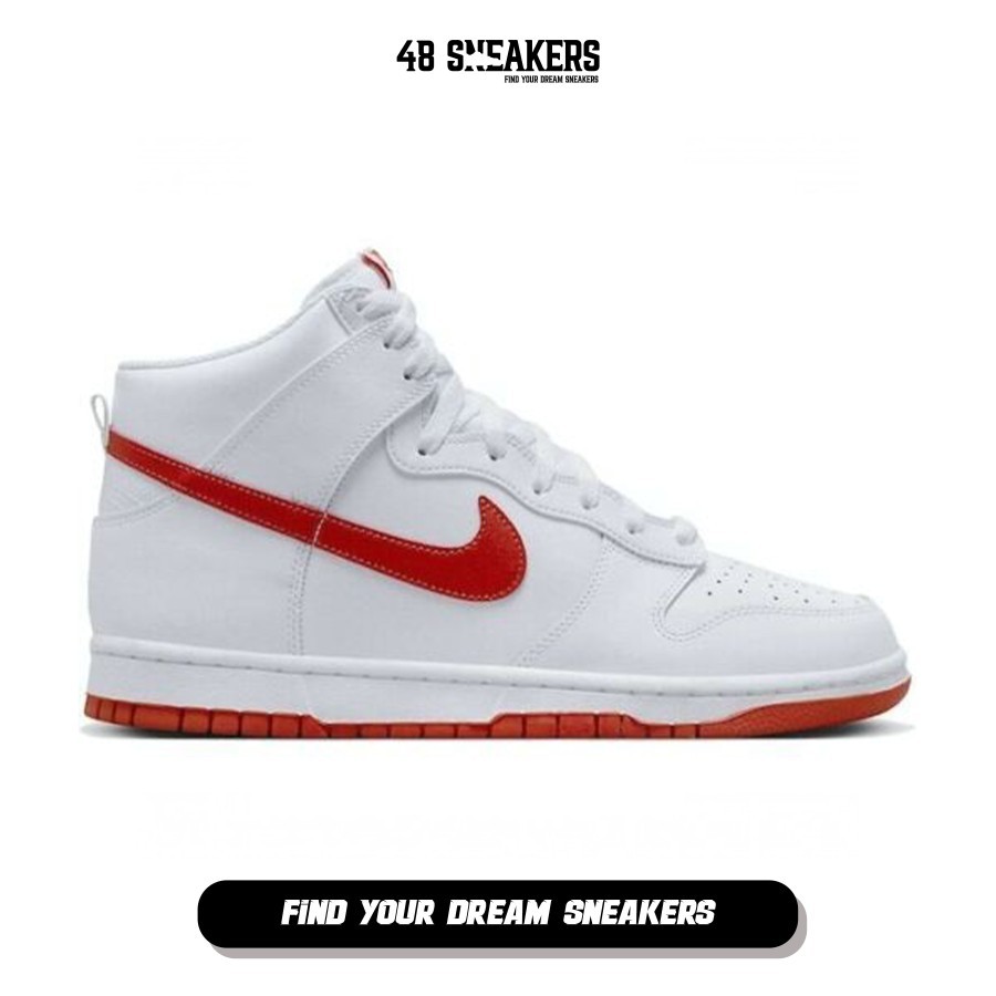 Sepatu Basket Pria  Dunk High White Picante Red (DV0828-100) Original