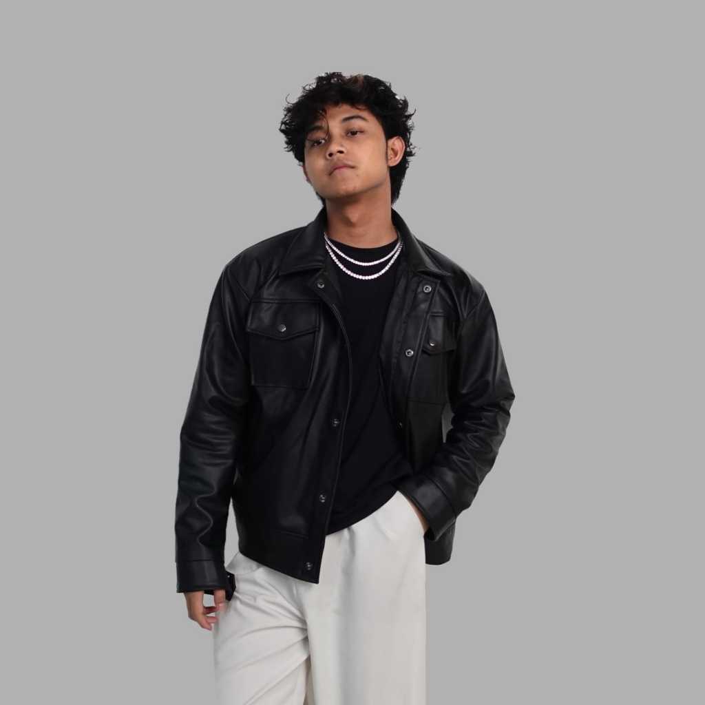 BIG SALE Trucker X borg jaket semi kulit pria wanita Classic Outfit Kancing