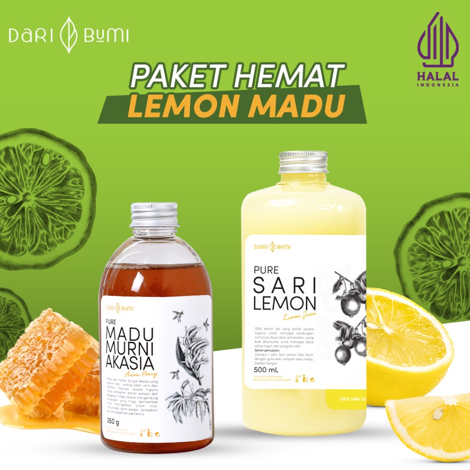 

Belanja kuat Dari Bumi Paket Diet Sehat Alami Sari Lemon 5 Ml Premium dan Madu Murni Akasia 35 Gr