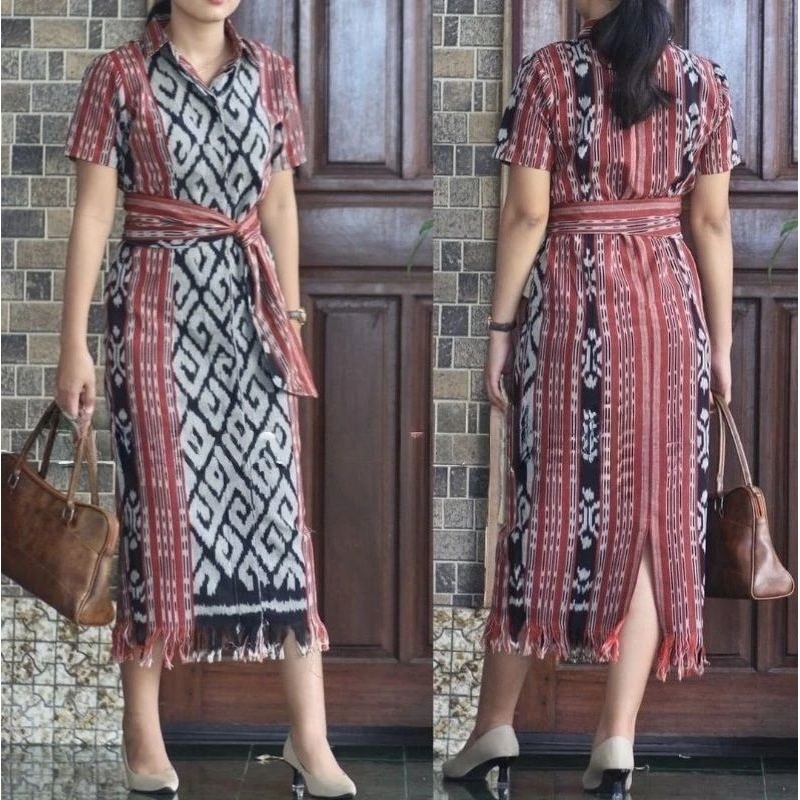 DRESS TENUN IKAT TERBARU - ATASAN TENUN IKAT - DRESS TENUN IKAT JEPARA