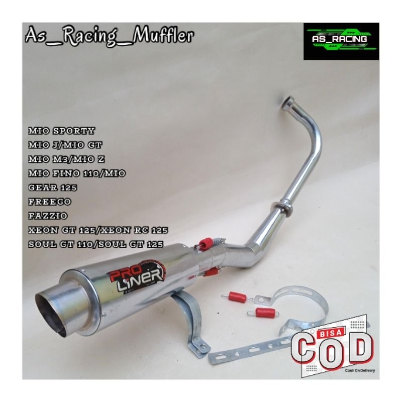 KNALPOT RACING PRO LINER FULL CHROME TYPE YAMAHA MIO SPORTY,MIO SMILE,MIO FINO 110,MIO FINO 125,MIO 
