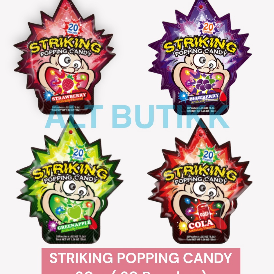 

Lariiss STRIKING POPPING CANDY 3 GR ISI 2 POUCHES PERMEN PLETAK PLETOK