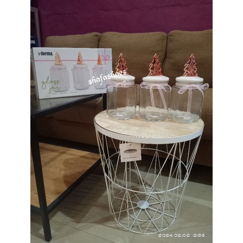toples kaca informa tutup keramik rose gold tree 800ml isi 3 gratis paking kayu