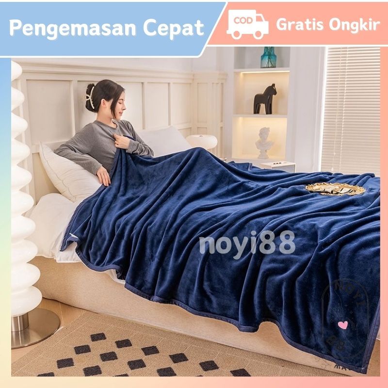 Selimut Single Dewasa Polos Ukuran 160x200cm Perlengkapan Tidur Selimut Lembut Halus