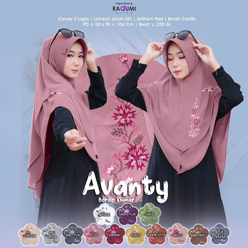 Hijab Khimar Avanty Original Raqumi Hijab / Model Hijab Terbaru