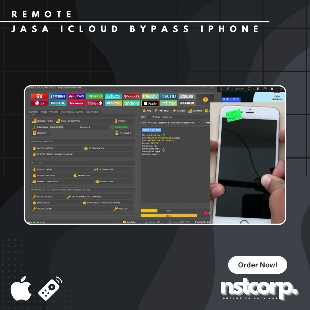 BYPASS IPHONE 6S - X LOCK ICLOUD HELLO OR PASSCODE