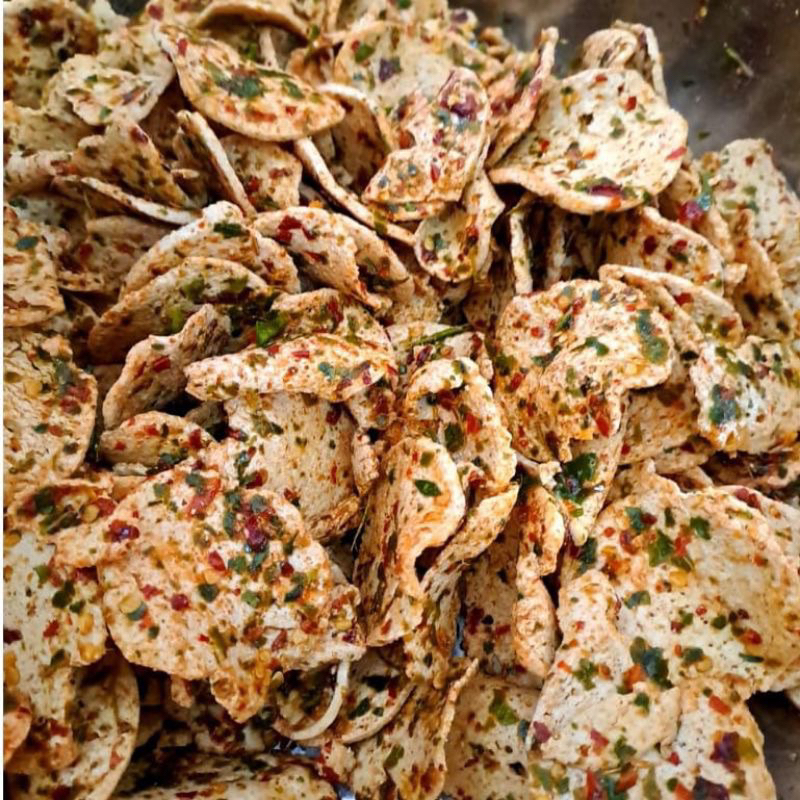 

Basreng bulat pedas daun jeruk 1kg/basreng koin/basreng pipih/basreng keripik