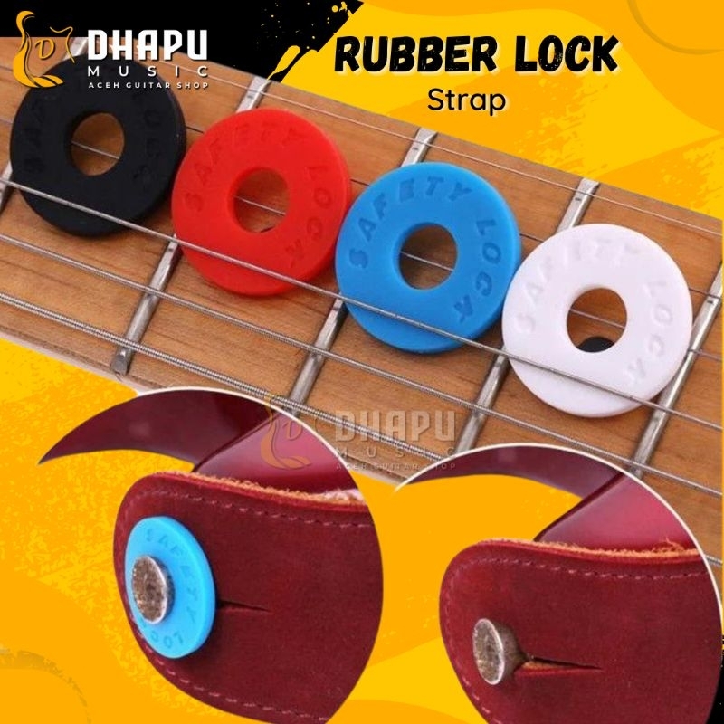 Rubber Lock Guitar Strap Gitar Elektrik Akustik Bass Strap Lock Gitar Locking Strap Strap Lock