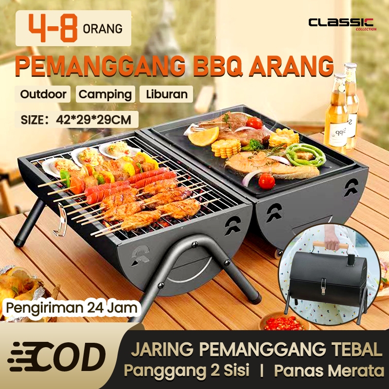 Portable Camping Grill / Panggangan BBQ / Peralatan Berkemah / Pemanggang Camping Pakai Arang / Alat