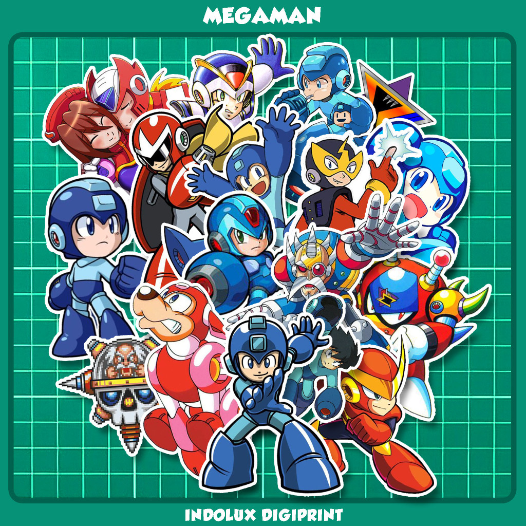 

Sticker Mega Man 45 Pcs Stiker Anime Megaman Anti Air Robot Boy Untuk Laptop