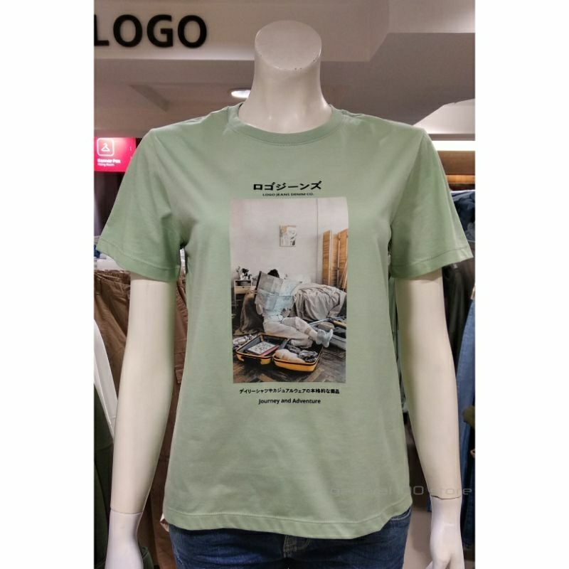 LOGO JEANS T-SHIRT WANITA ORIGINAL - GREEN