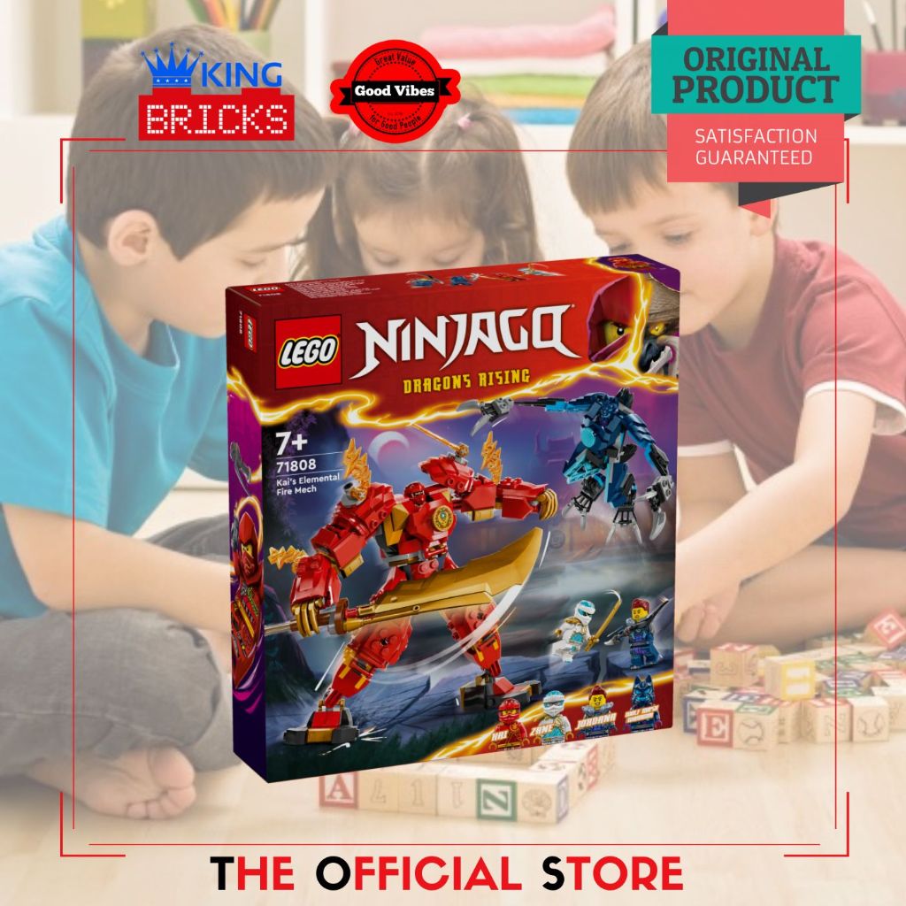 LEGO Original NINJAGO 71808 Kai Elemental Fire Mech - Mainan Anak Edukasi Kreatif Robot Ninja Game T