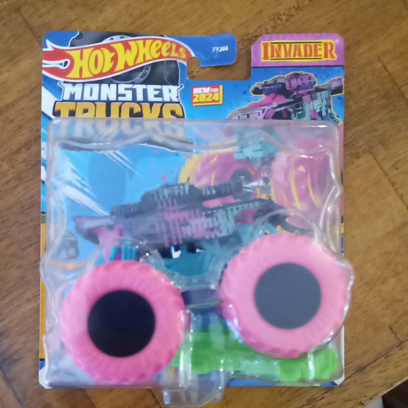 invader monster trucks hotwheels pink