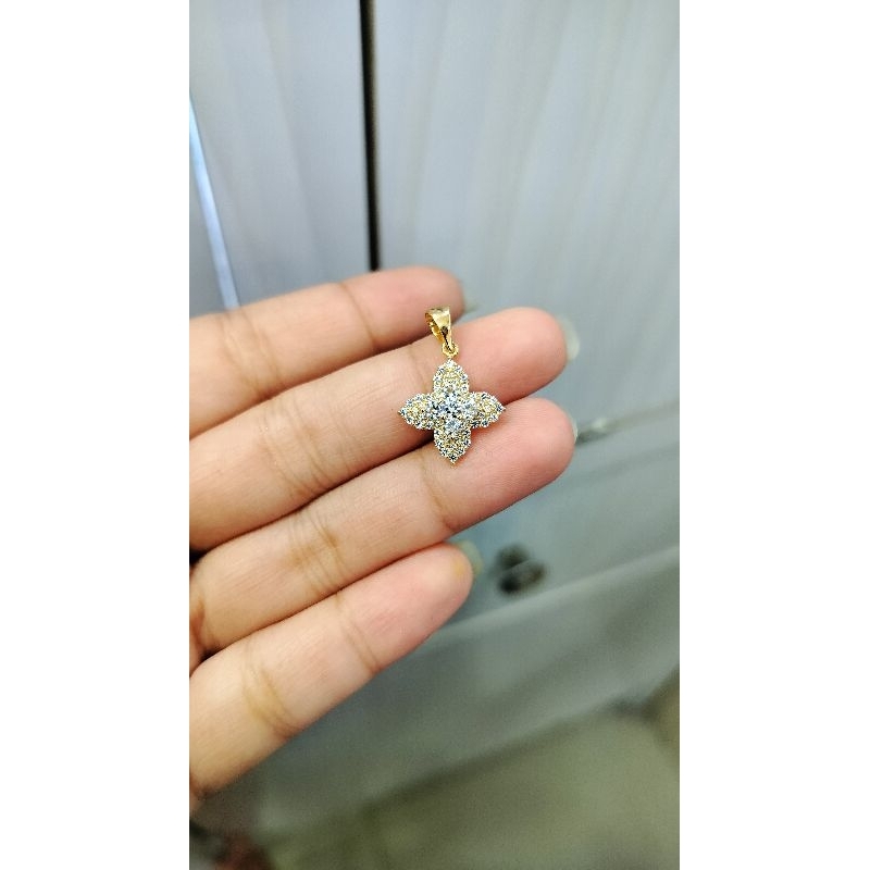 Liontin model daun bintang mas 22 mas 375 8k