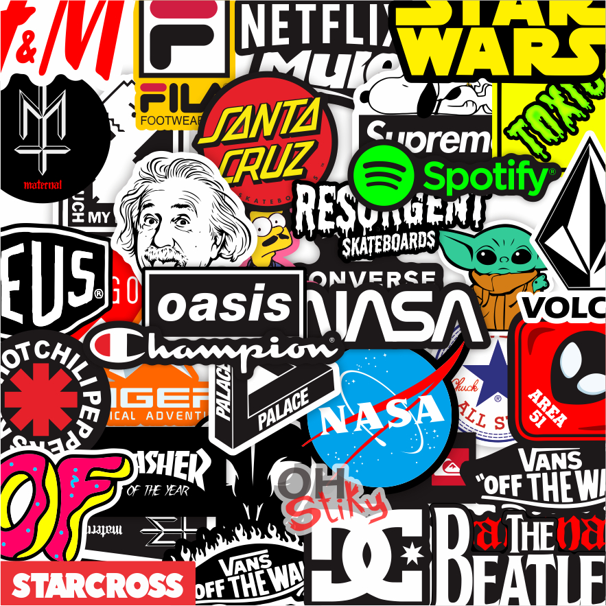 

55 pcs Sticker stiker distro aesthetic pack nasa the beatles oasis rhcp palace santa starwars hm conv