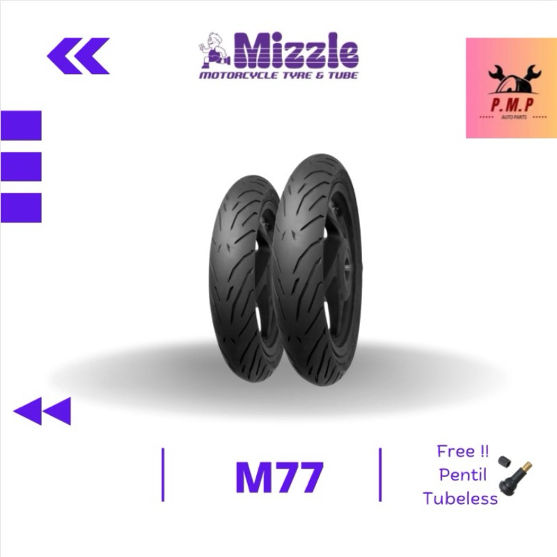 Paket Ban Tubeless Honda Vario 125, 150 Mizzle M77 80/80 & 100/80 Ring 14 Free Pentil Tubeless