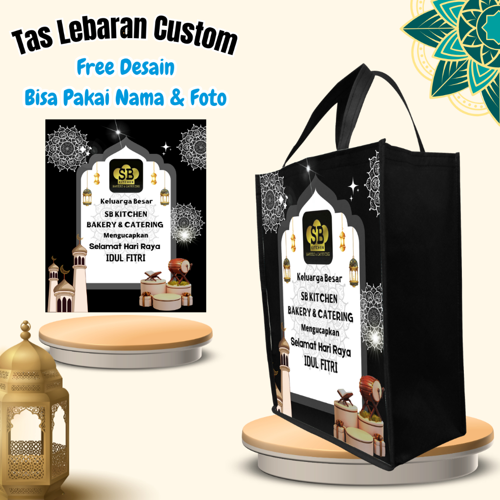 

20 Pcs Tas Lebaran Parcel Sembako Idul Fitri Ulang Tahun Custom Desain Pakai Nama & Foto Brand Toko