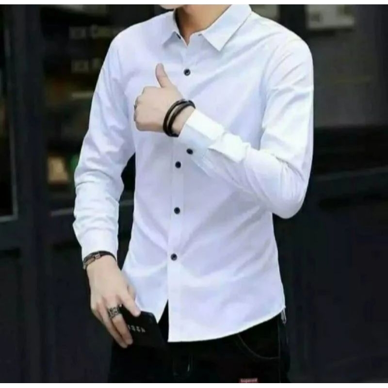 PROMO (COD) Kemeja Pria Lengan Panjang Putih Kemeja Polos Pria Oxford Oxport Kemeja Hitam Baju Laki 